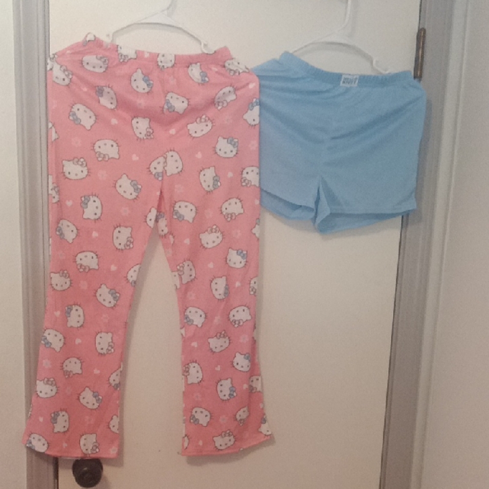 Hello Kitty Pink Pajama Bottoms with Blue Shorts